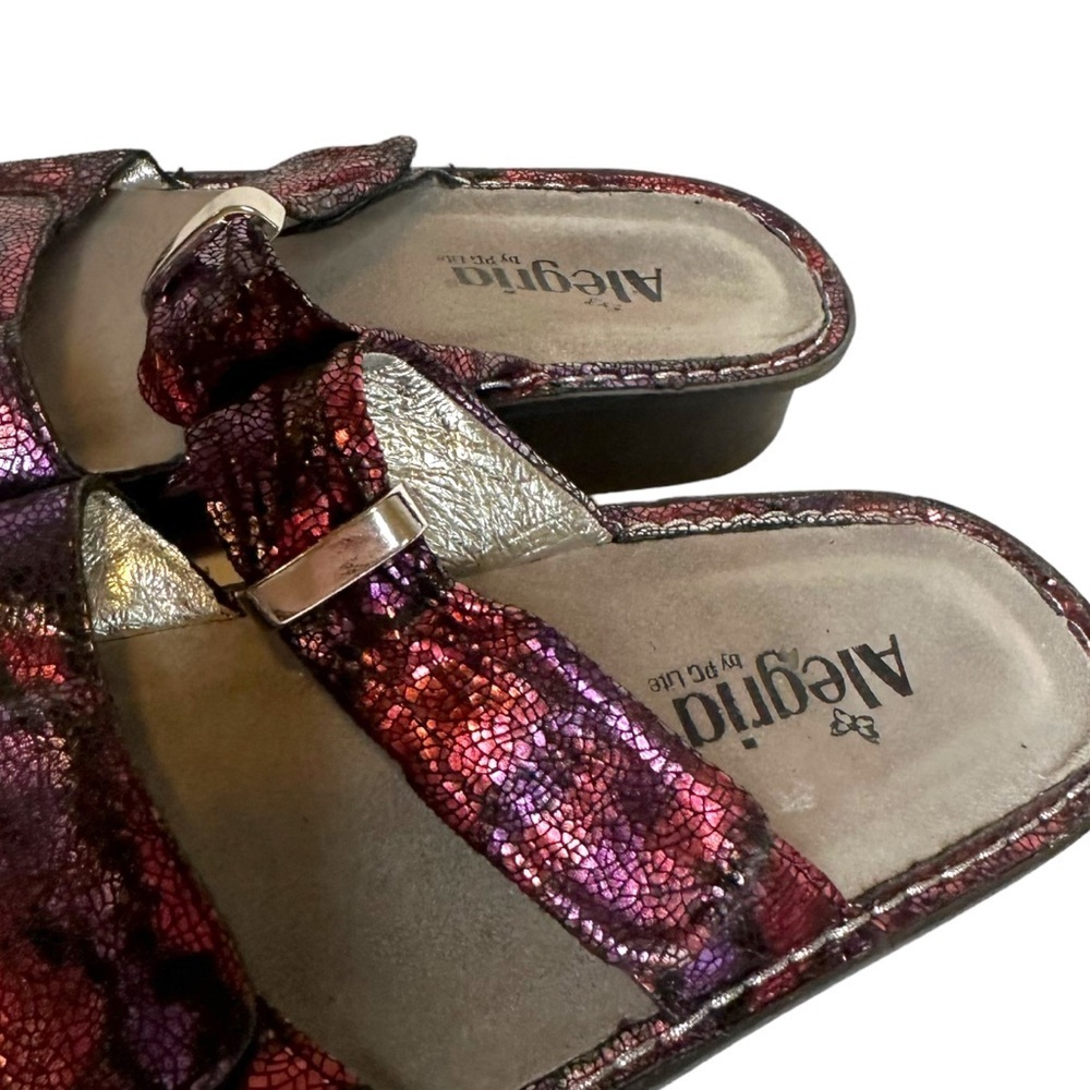 Alegria Karmen Sandals Womens Purple Metallic Slip On Adjustable Shoes Size 8 - Picture 6 of 9